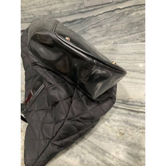 Burberry Quilted Tote Bag In Black With Leather Trim - Picture 7 of 13